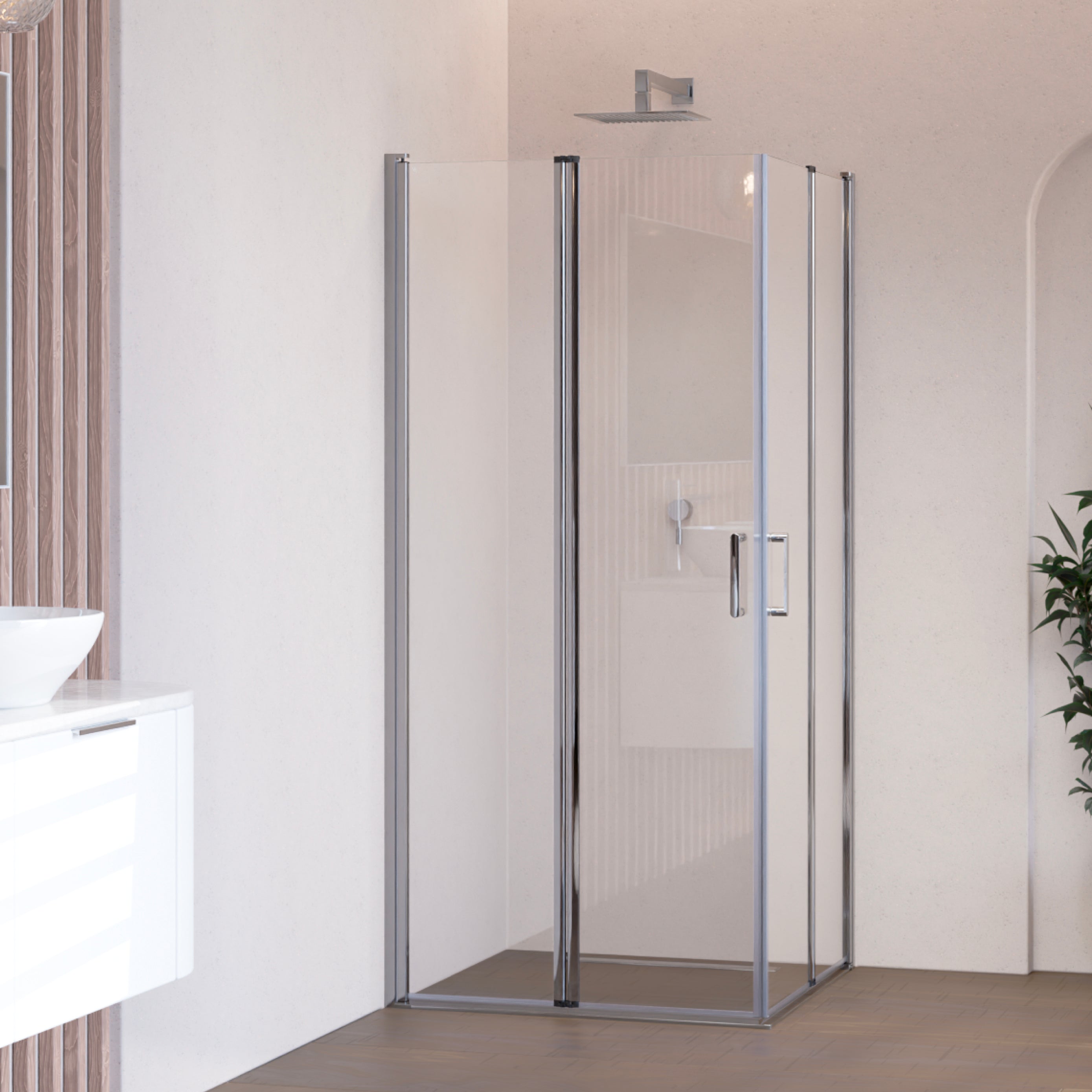 ALINA - Cabine de duche de canto com portas dobráveis em vidro temperado