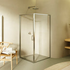 ISADORA - Cabine de duche frontal com portas articuladas em vidro temperado e perfil cromado