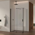 NADINE - Cabina de ducha con puerta corredera, cristal templado de 8 mm y perfil negro mate