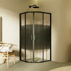 ELLA - Cabine de duche de quadrante com vidro transparente e linhas pretas
