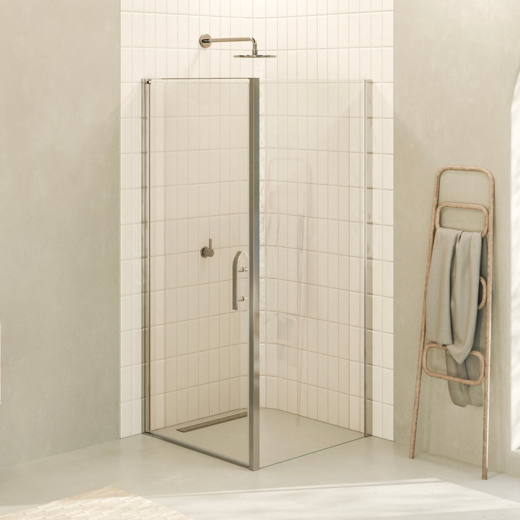 NICOLE - Cabine de duche frontal com portas articuladas em vidro temperado 8 mm