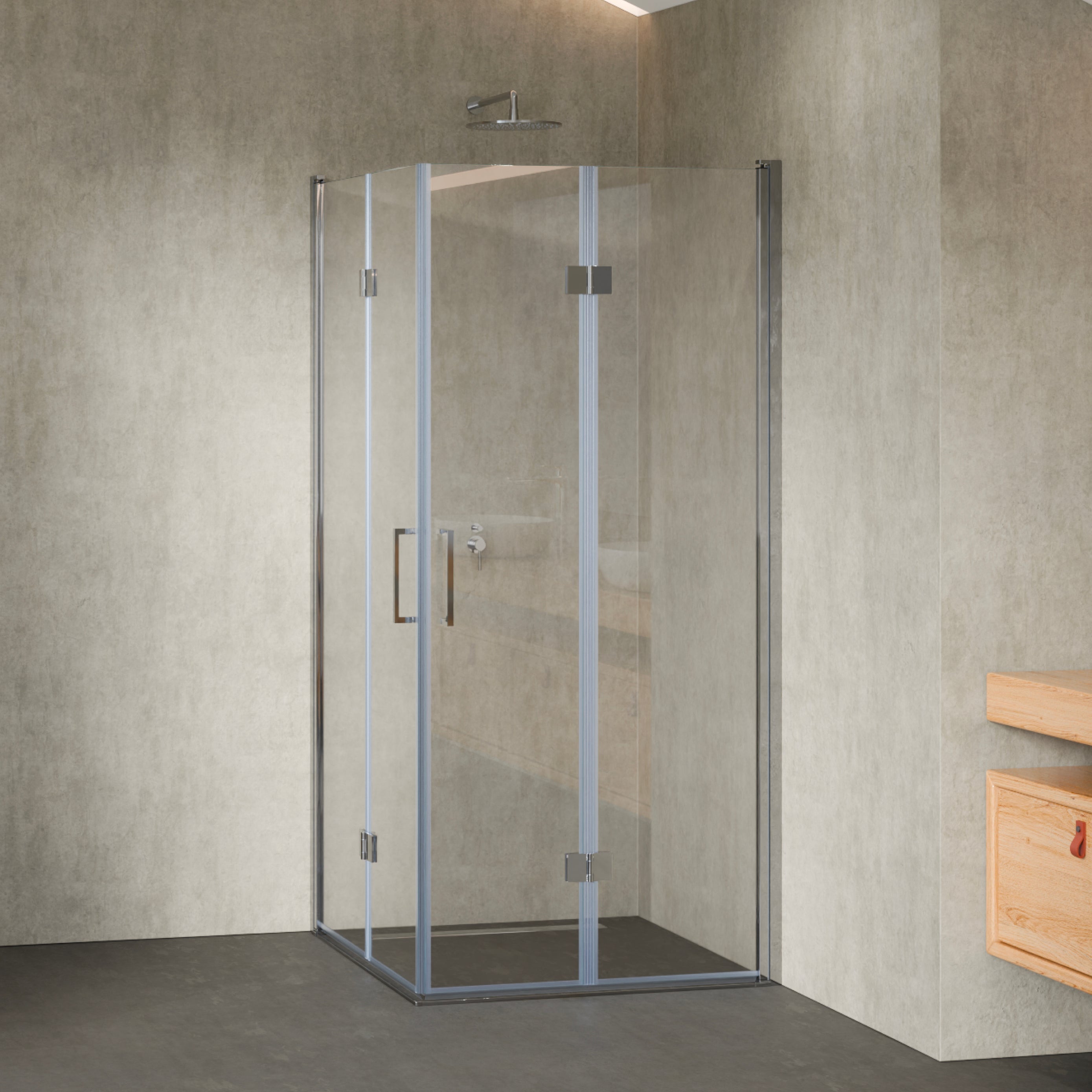 BELLE - Cabine de duche de canto com portas dobráveis em vidro temperado