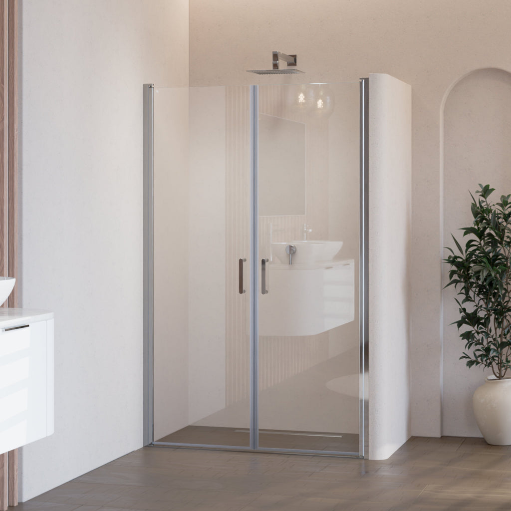 STELLA - Porta doccia con ante battenti in vetro temperato e profilo cromato