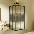DIANA - Cabina de ducha angular con puertas correderas de cristal templado a cuadros