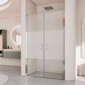 LARA - Mampara de ducha con puertas batientes de cristal templado parcialmente esmerilado de 6 mm