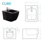 CUBE - Bidé suspenso em cerâmica branca com torneira incluída