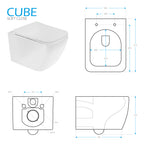 CUBE - Vaso sospeso senza brida nero con copriwater soft-close