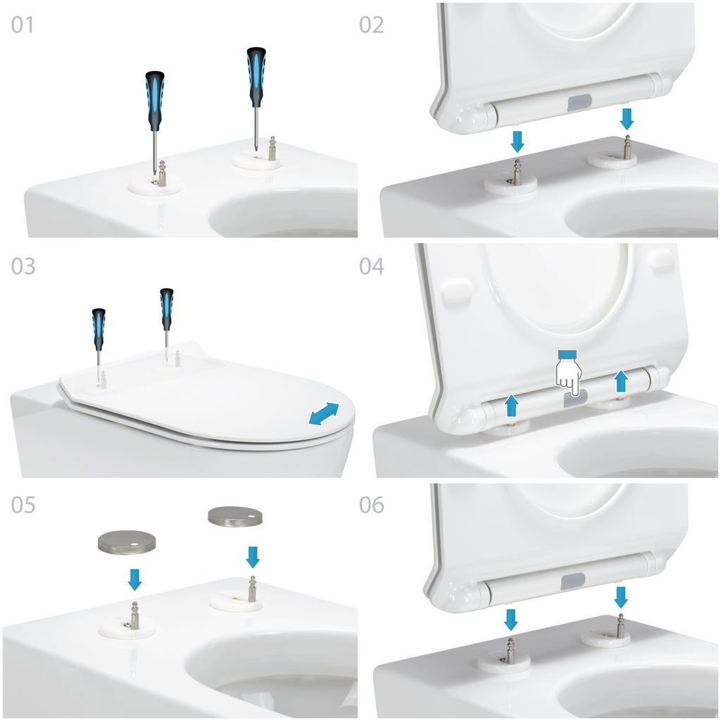 ISONZO - WC rimless bianco con sedile soft close removibile