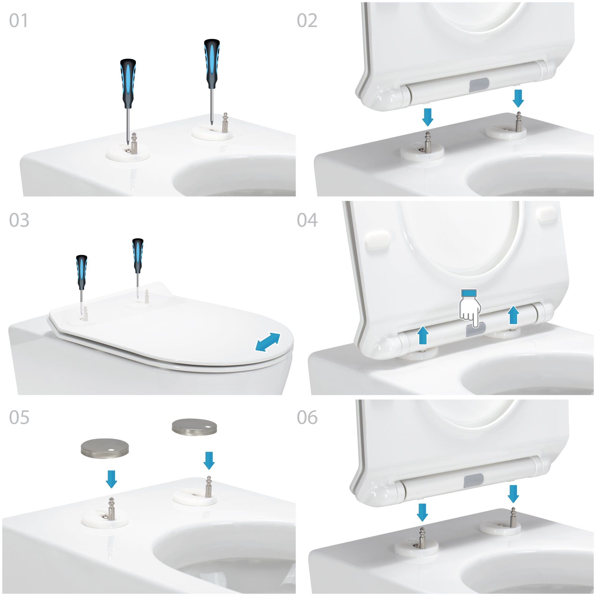 ISONZO - Inodoro rimless blanco con asiento soft close extraíble