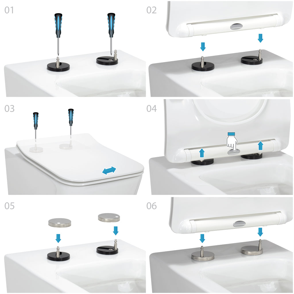 FOGLIA - Inodoro rimless blanco con asiento soft close extraíble