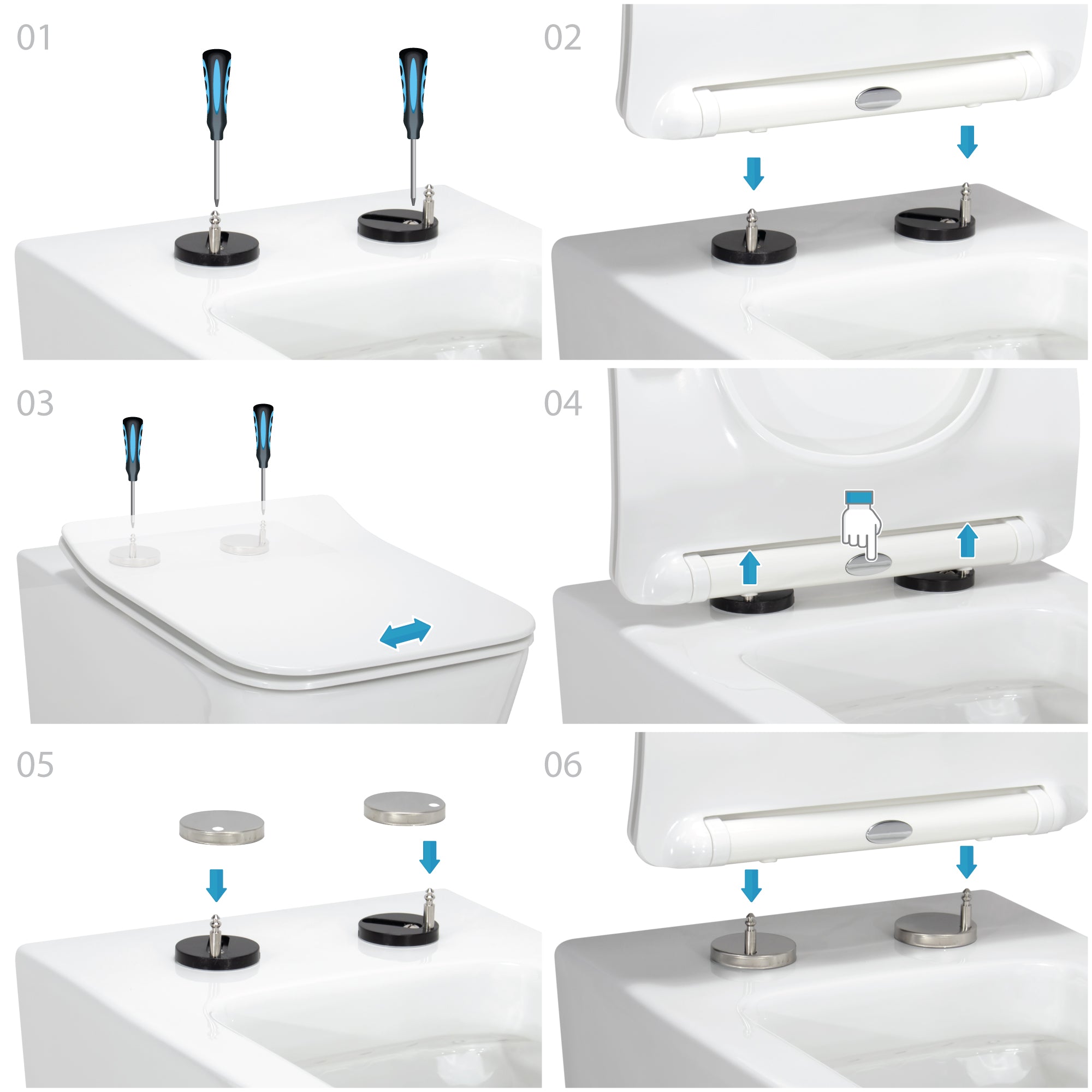 FOGLIA - Inodoro rimless blanco con asiento soft close extraíble