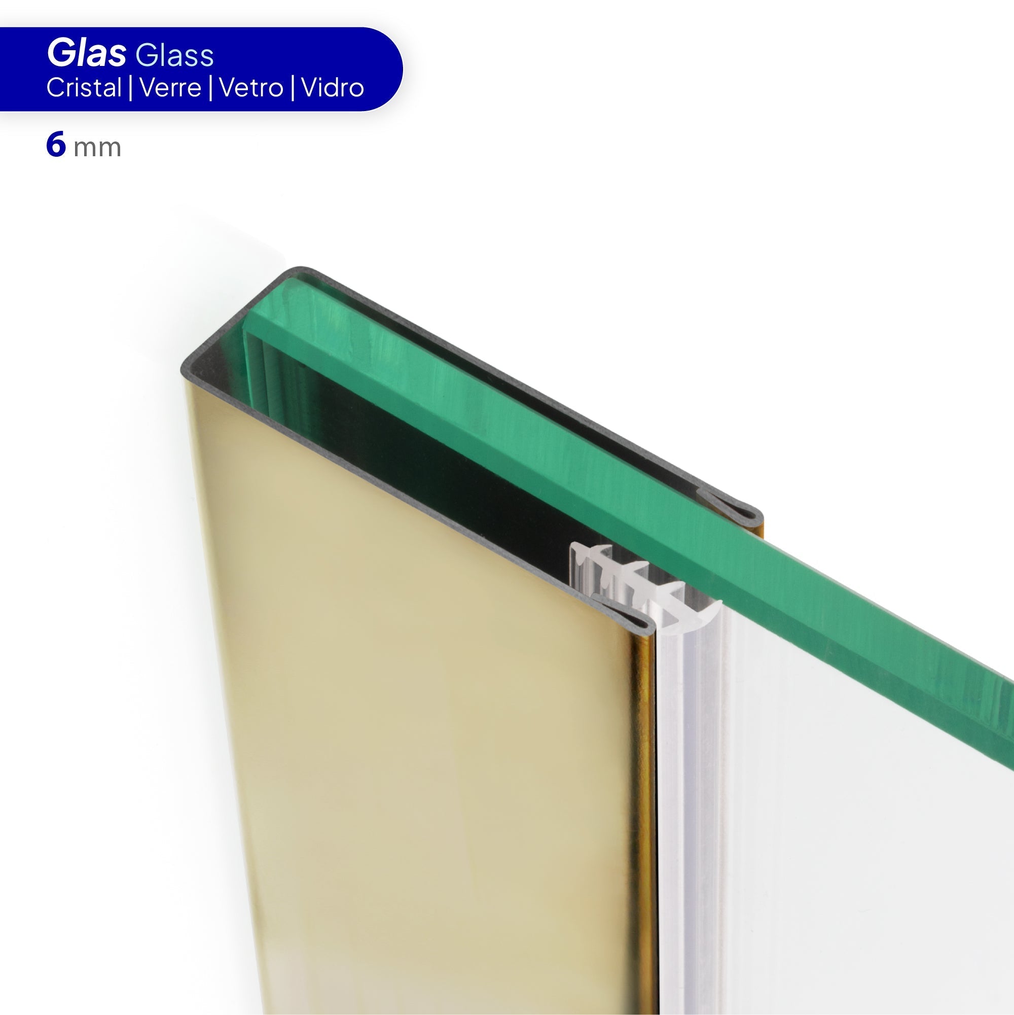 Perfil de compensação para painel de duche walk-in em aço inoxidável 304 dourado