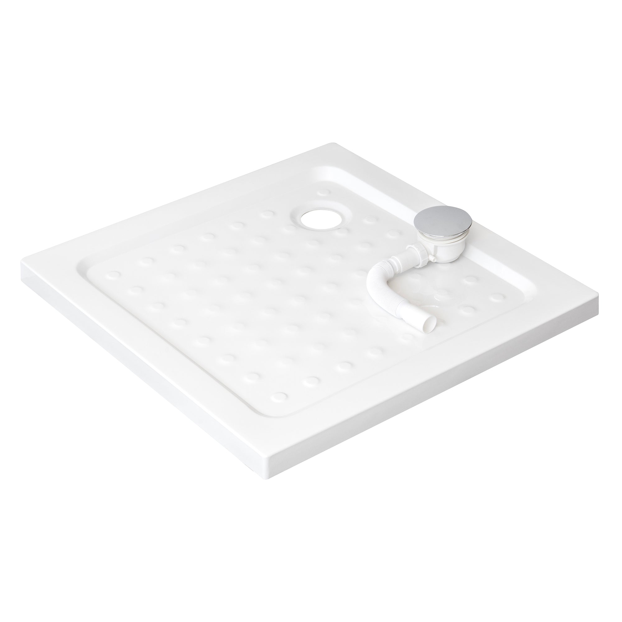 SHIMMER - Plato de ducha acrílico efecto burbujas extraplano con acabado blanco y sifón incluido