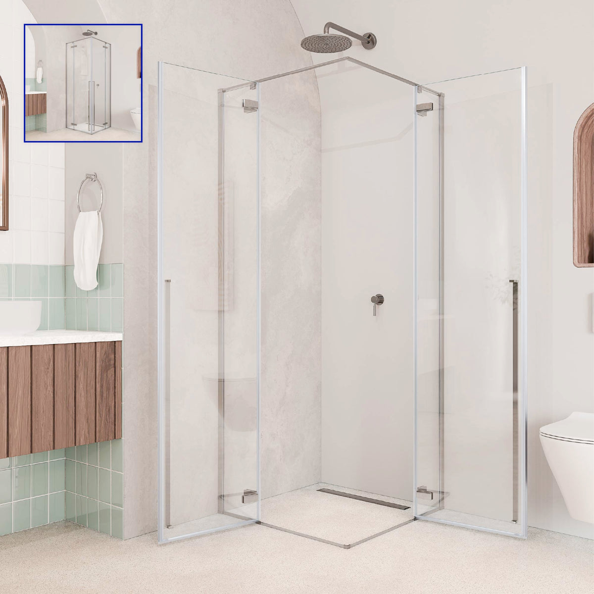 JAYLA - Cabine de duche com portas batentes, vidro 6 mm e perfil cromado