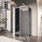 KAYLEE - Box doccia ad angolo con porte scorrevoli, vetro fumé 6 mm e profilo bianco