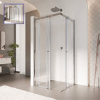KAYLEE - Box doccia ad angolo con ante scorrevoli, cristallo trasparente 6 mm e profilo cromato