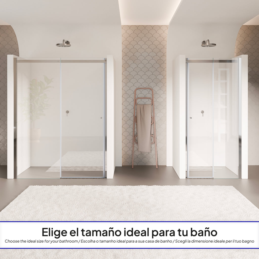 KAYLEE - Porta de duche reversível com porta de correr, vidro 6 mm e perfil cromado