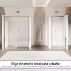 KAYLEE - Porta de duche reversível com porta de correr, vidro 6 mm e perfil cromado
