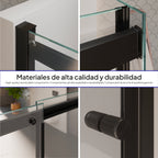 KAYLEE - Cabine de duche de canto com porta de correr, vidro transparente 6 mm e perfil preto mate