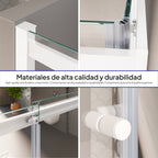 KAYLEE - Cabina de ducha angular con puertas correderas, cristal transparente de 6 mm y perfil cromado