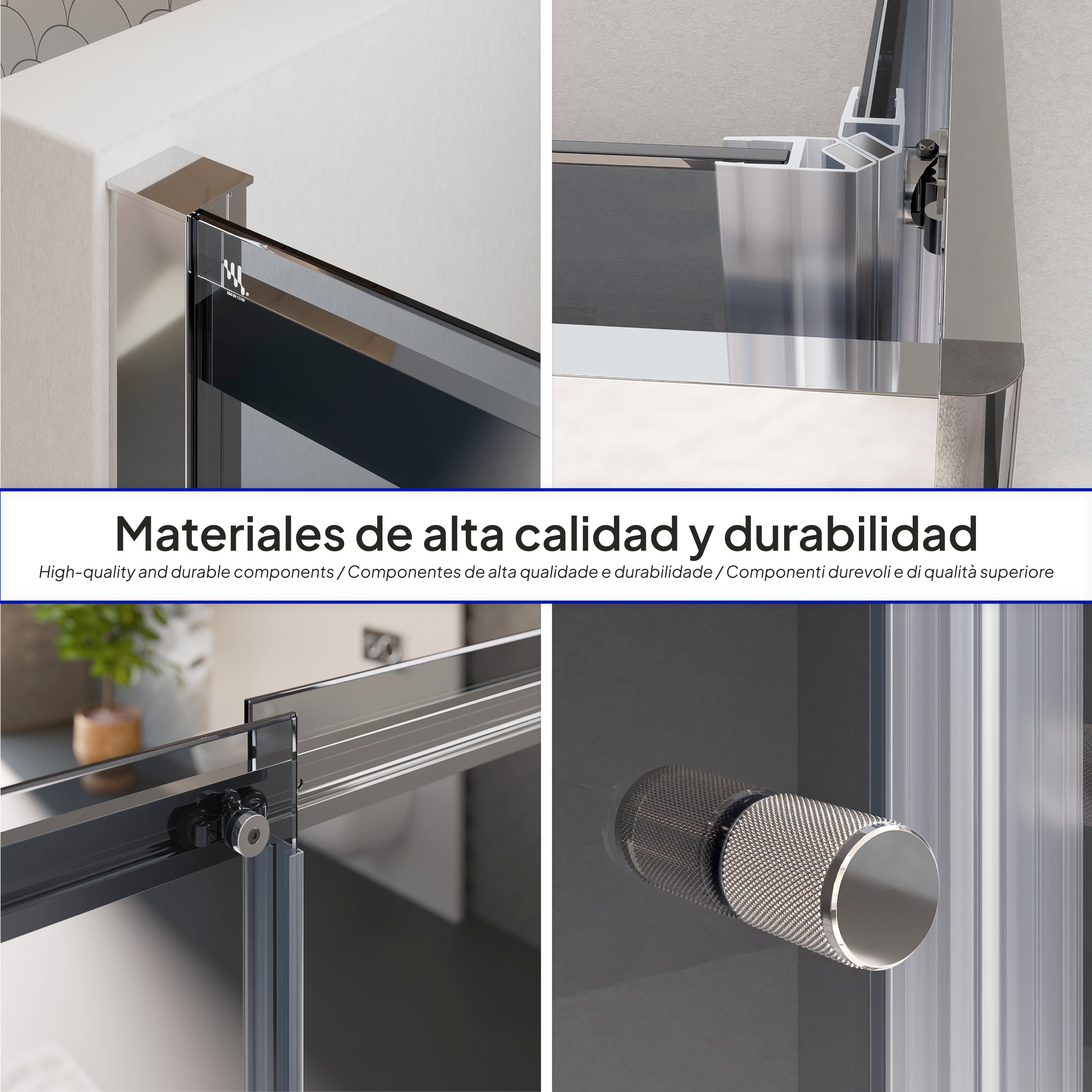 KAYLEE - Cabine de duche de canto com portas de correr, vidro escurecido 6 mm e perfil cromado