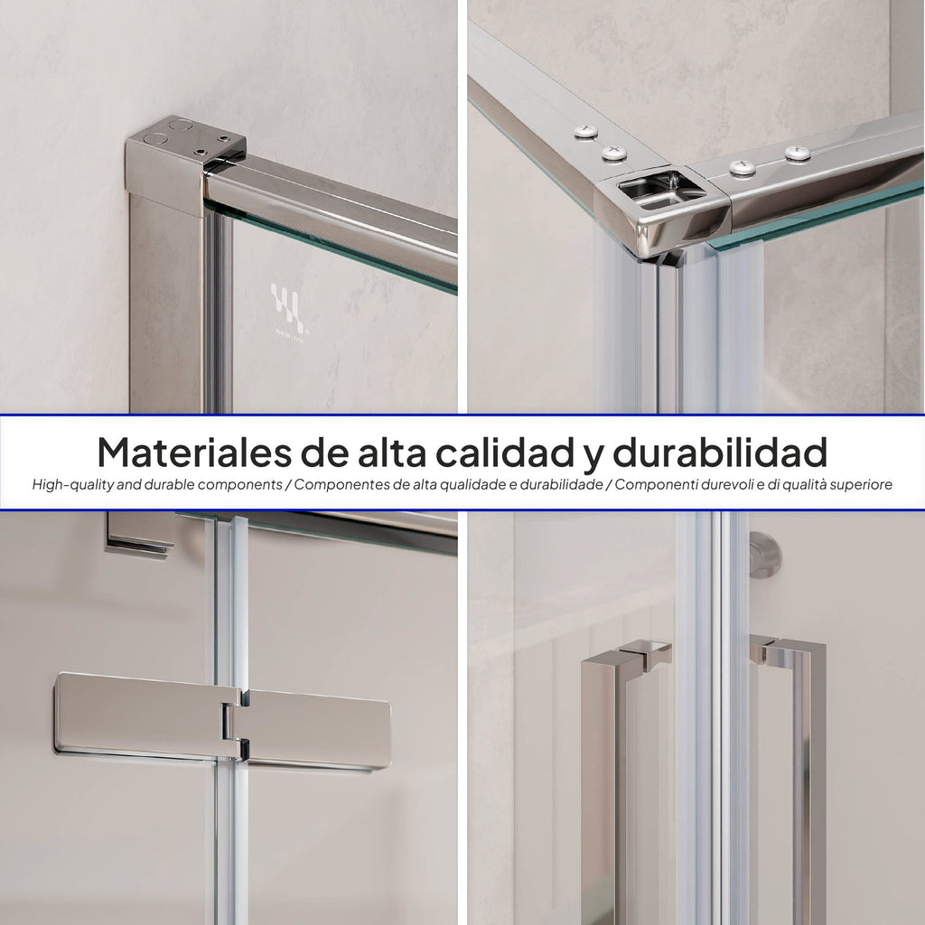 JAYLA - Cabina de ducha con puertas batientes, cristal de 6 mm y perfil cromado