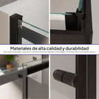 KAYLEE - Cabina doccia angolare con ante scorrevoli, vetro trasparente 6 mm e profilo nero opaco