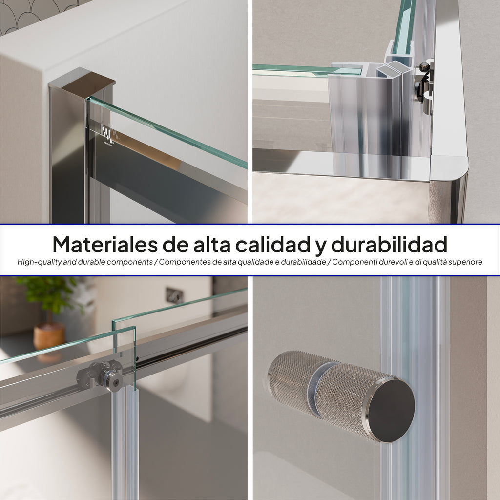 KAYLEE - Box doccia ad angolo con ante scorrevoli, cristallo trasparente 6 mm e profilo cromato