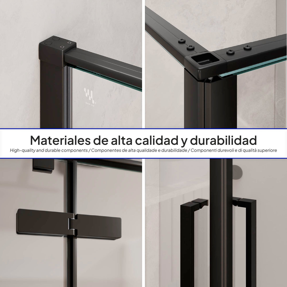 JAYLA - Cabine de duche com portas batentes, vidro 6 mm e perfil preto mate
