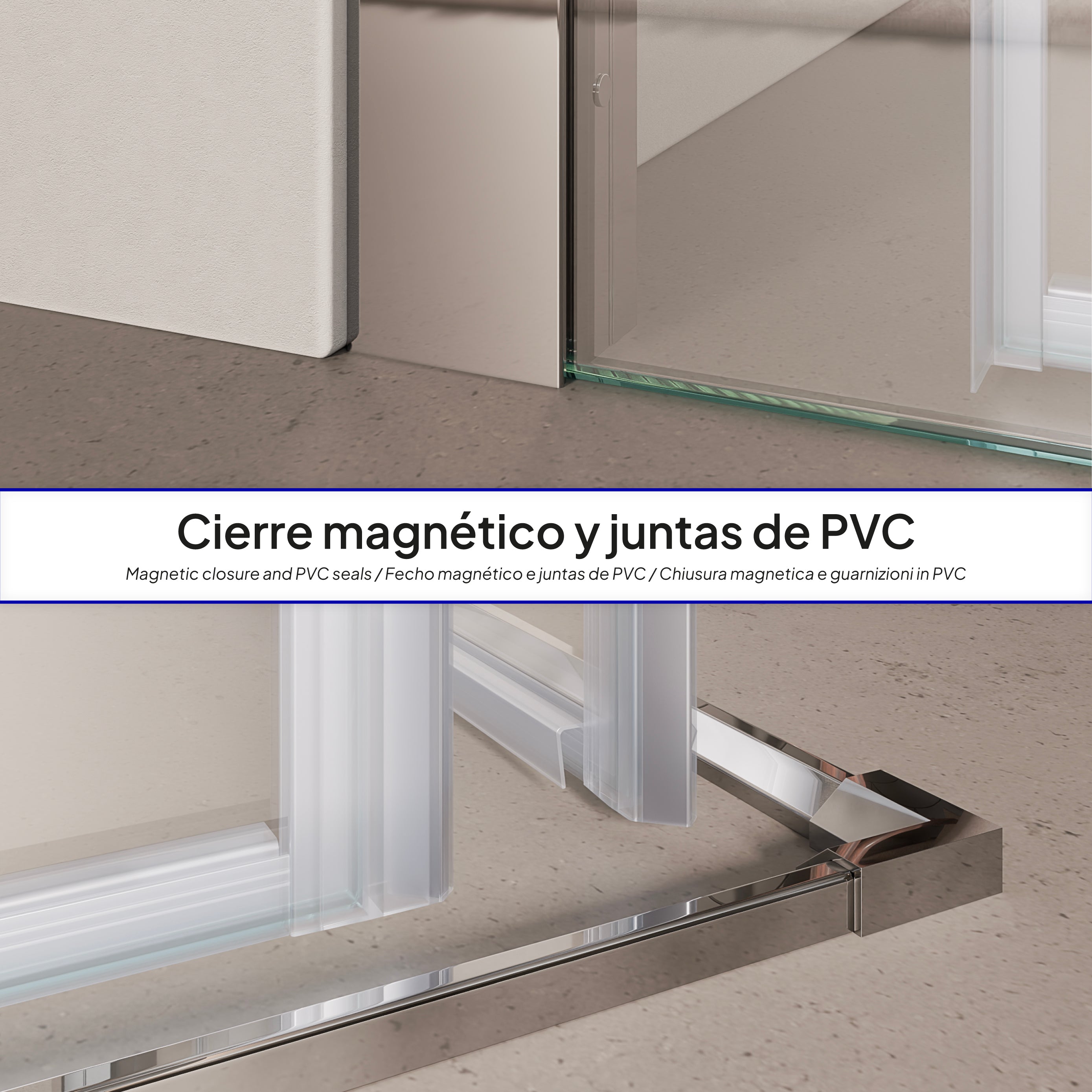 KAYLEE - Box doccia ad angolo con ante scorrevoli, cristallo trasparente 6 mm e profilo cromato