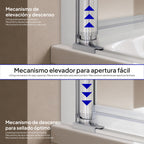 PETRA - Resguardo de banheira com 3 painéis rebatíveis, perfis cromados e vidro transparente