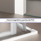 KAYLEE - Cabina de ducha angular con puertas correderas, cristal transparente de 6 mm y perfil cromado