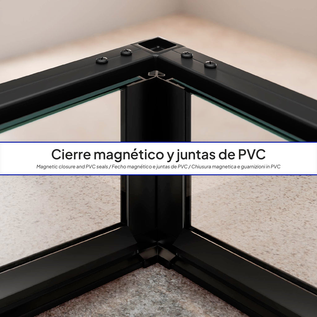 JAYLA - Cabina de ducha con puertas batientes, cristal de 6 mm y perfil negro mate