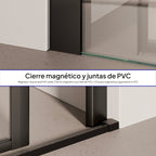 KAYLEE - Porta de duche reversível com porta de correr, vidro 6 mm e perfil preto mate