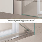 KAYLEE - Cabine de duche de canto com porta de correr, vidro transparente 6 mm e perfil cromado
