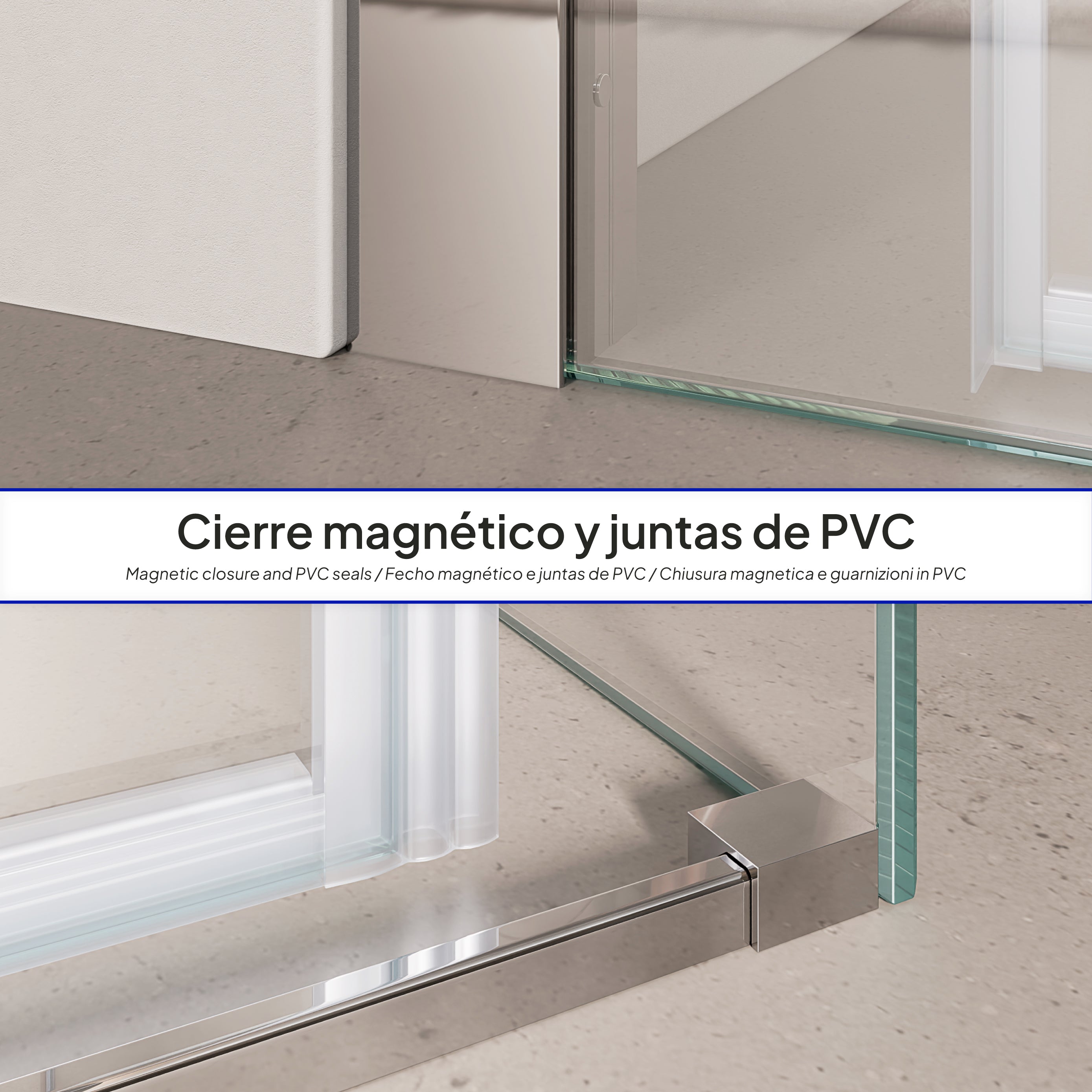 KAYLEE - Cabine de duche de canto com porta de correr, vidro transparente 6 mm e perfil cromado