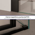 KAYLEE - Cabine de duche de canto com porta de correr, vidro transparente 6 mm e perfil preto mate