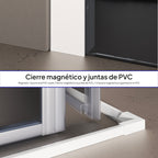 KAYLEE - Box doccia ad angolo con porte scorrevoli, vetro fumé 6 mm e profilo bianco