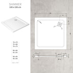 SHIMMER - Piatto doccia acrilico effetto bolle extrapiatto con finitura bianca e piletta inclusa