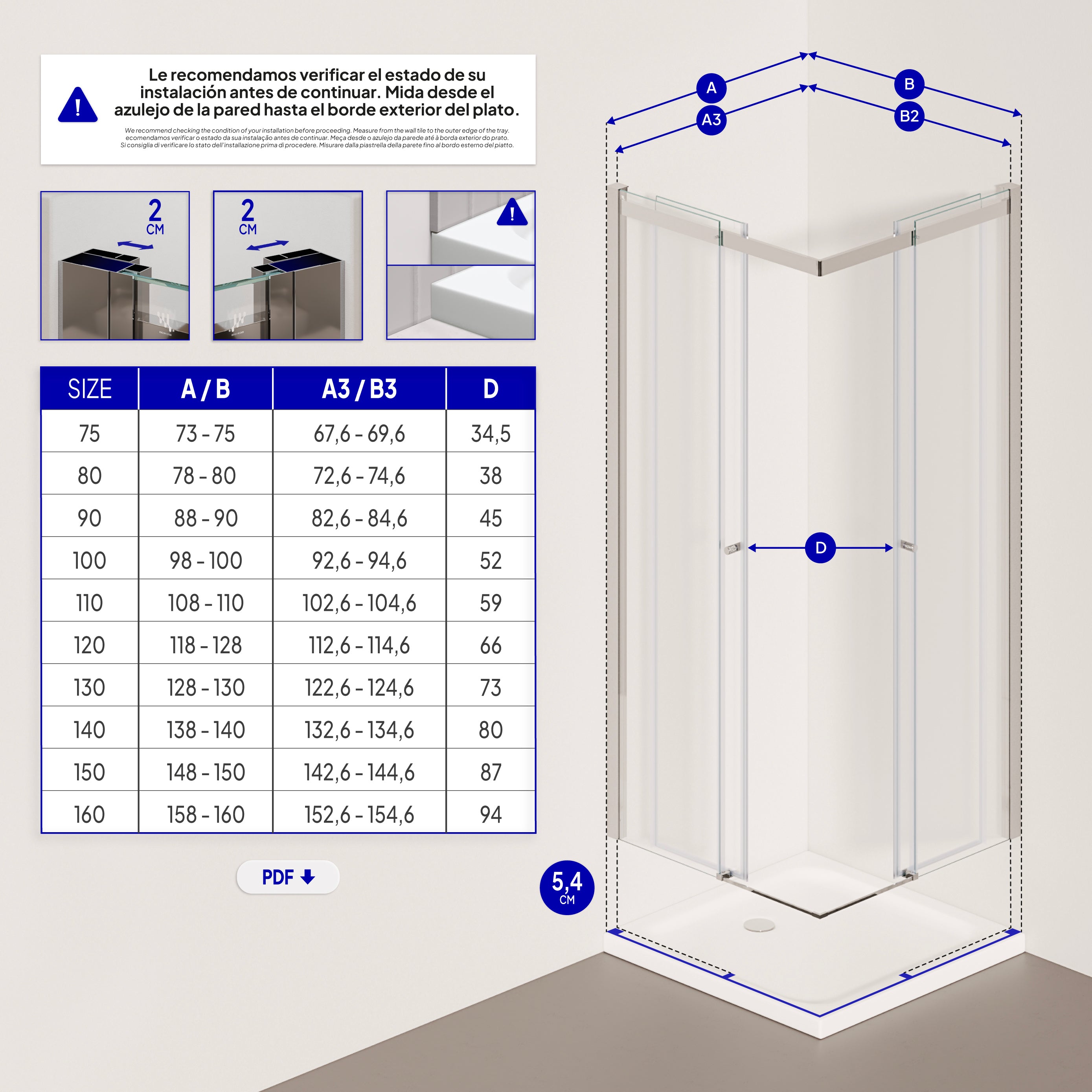 KAYLEE - Box doccia ad angolo con ante scorrevoli, cristallo trasparente 6 mm e profilo cromato