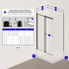 KAYLEE - Cabine de duche de canto com porta de correr, vidro transparente 6 mm e perfil preto mate