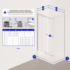 KAYLEE - Cabine de duche de canto com porta de correr, vidro transparente 6 mm e perfil cromado