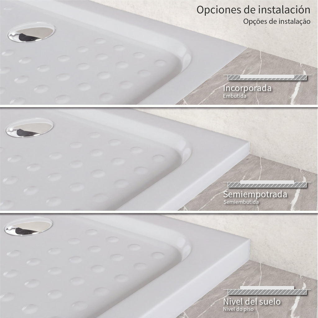 SHIMMER - Piatto doccia acrilico effetto bolle extrapiatto con finitura bianca e piletta inclusa