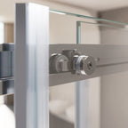 KAYLEE - Cabine de duche de canto com porta de correr, vidro transparente 6 mm e perfil cromado