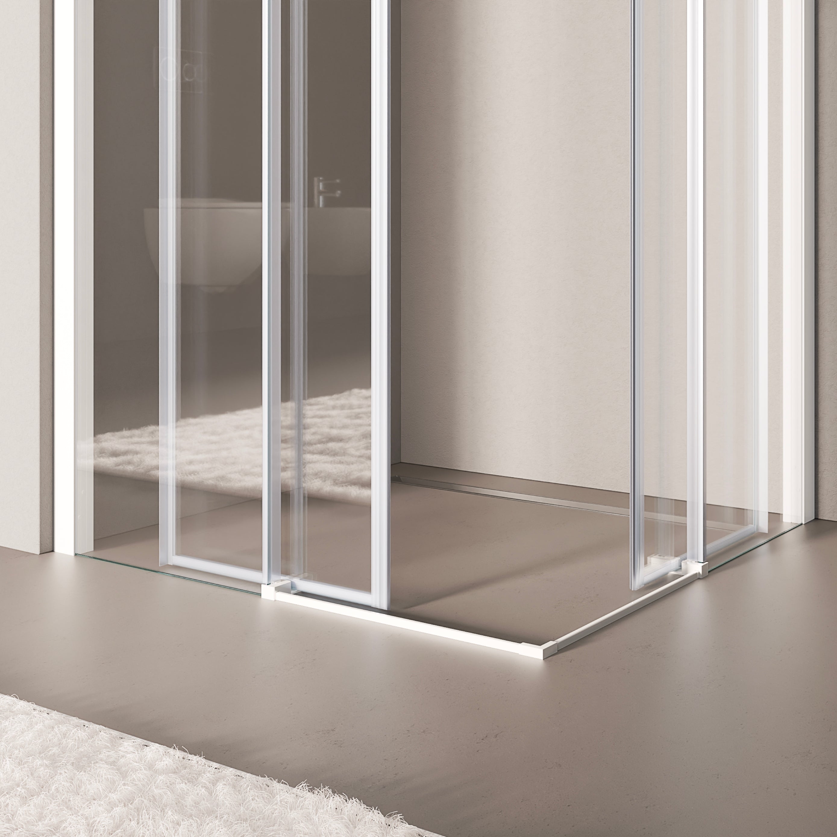 KAYLEE - Cabina de ducha angular con puertas correderas, cristal transparente de 6 mm y perfil cromado