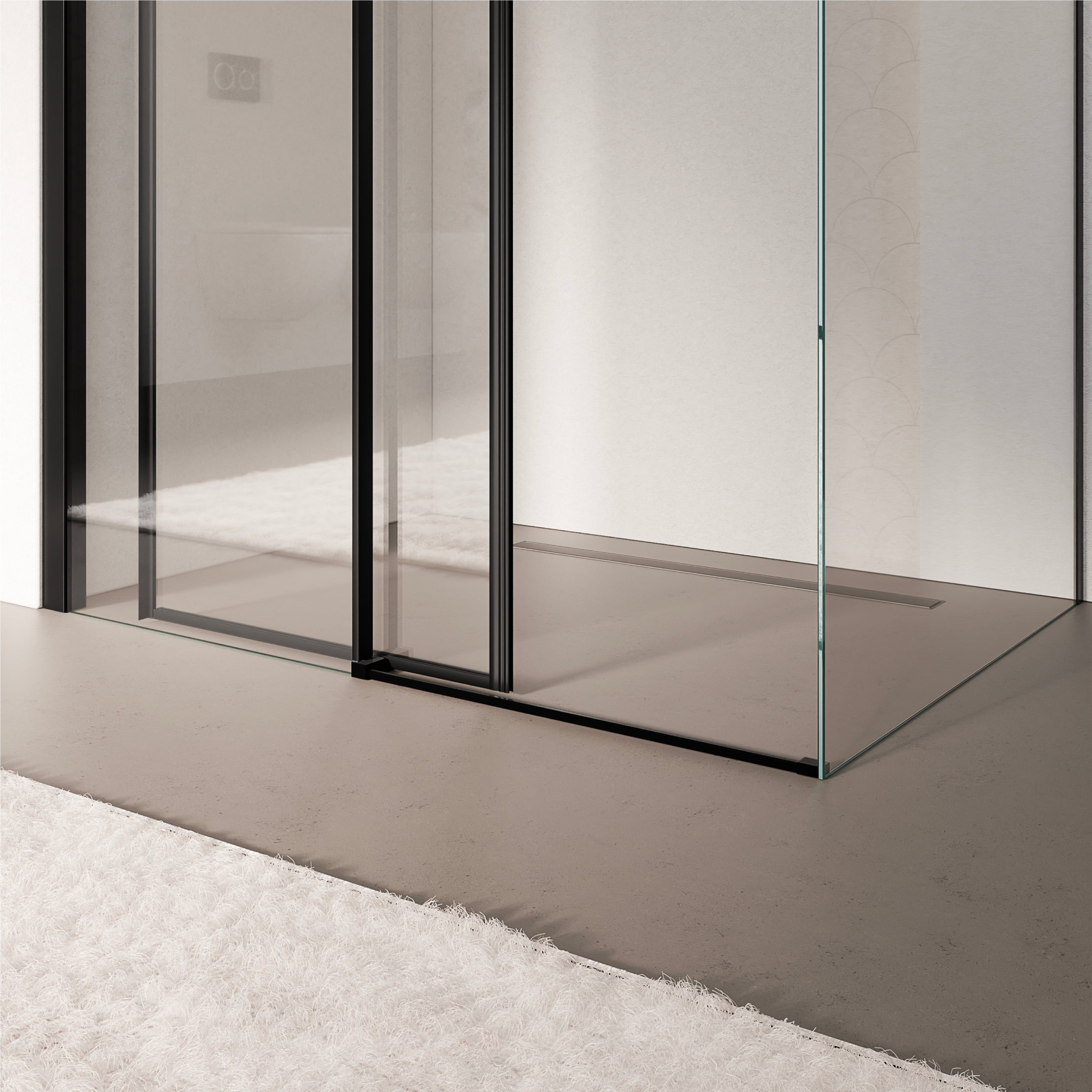 KAYLEE - Cabine de duche de canto com porta de correr, vidro transparente 6 mm e perfil preto mate