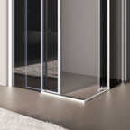KAYLEE - Box doccia ad angolo con porte scorrevoli, vetro fumé 6 mm e profilo bianco