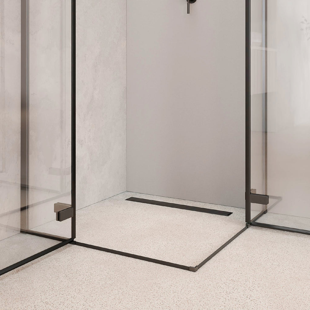 JAYLA - Cabina de ducha con puertas batientes, cristal de 6 mm y perfil negro mate