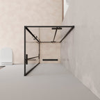 JAYLA - Cabina de ducha con puertas batientes, cristal de 6 mm y perfil negro mate