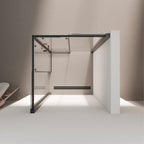 KAYLEE - Cabina doccia angolare con ante scorrevoli, vetro trasparente 6 mm e profilo nero opaco